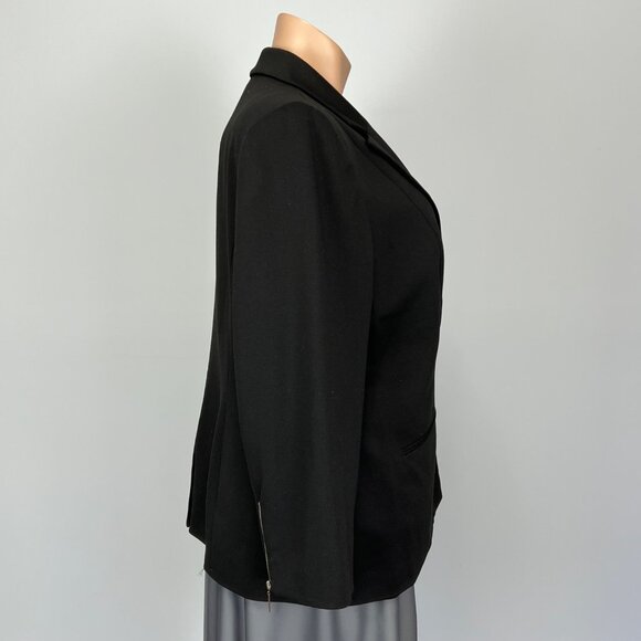 Kasper Womens Plus Black Notch Collar Blazer Zip Cuffs Single Button size 22W - Picture 4 of 13